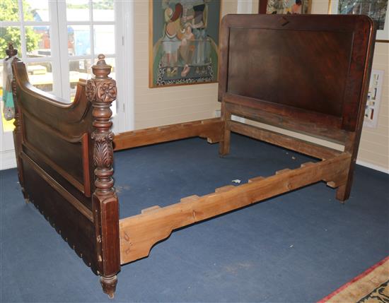 A French mahogany double bed, W.223cm